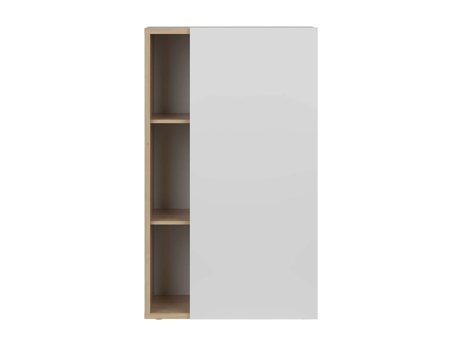 Aparador Donna 1 Porta 4 Prateleiras Carvalho Branco Fosco Nórdico 80 cm