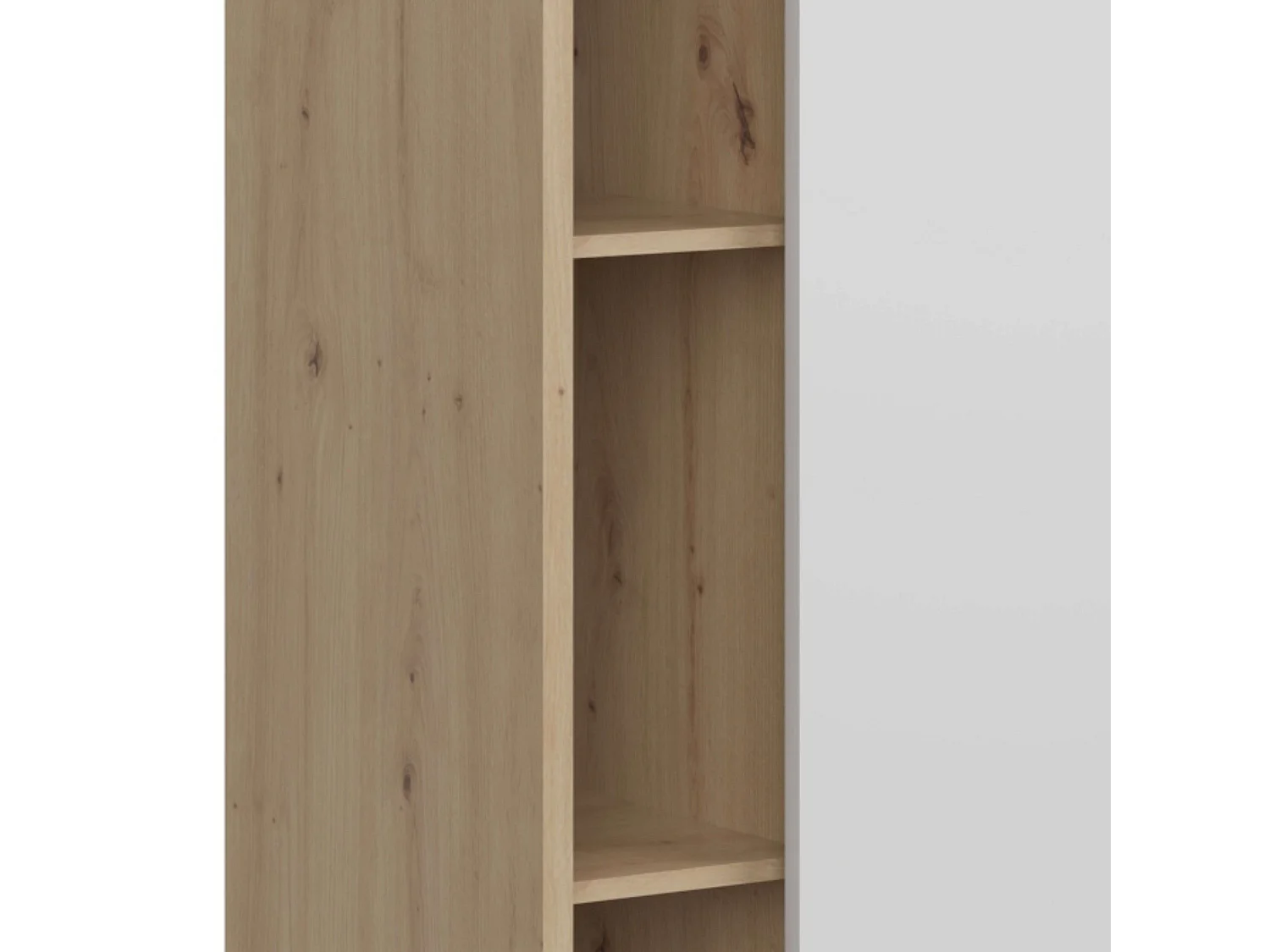 Aparador Donna 1 Porta 4 Prateleiras Carvalho Branco Fosco Nórdico 80 cm