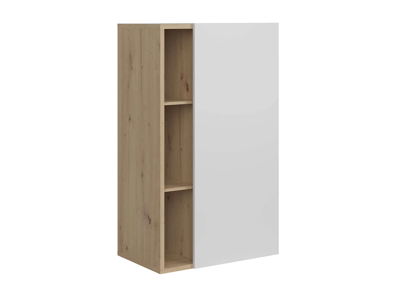 Donna Aparador 1 Puerta 4 Estantes Nórdico Blanco Mate Roble 80 cm