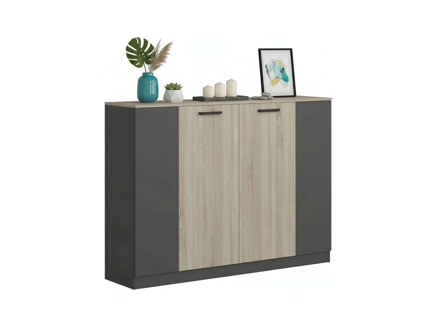 Buffet de bureau de style industriel Wirtz Chêne Sonoma Anthracite 160 cm