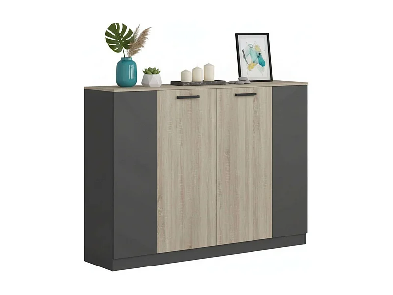 Buffet de bureau de style industriel Wirtz Chêne Sonoma Anthracite 160 cm