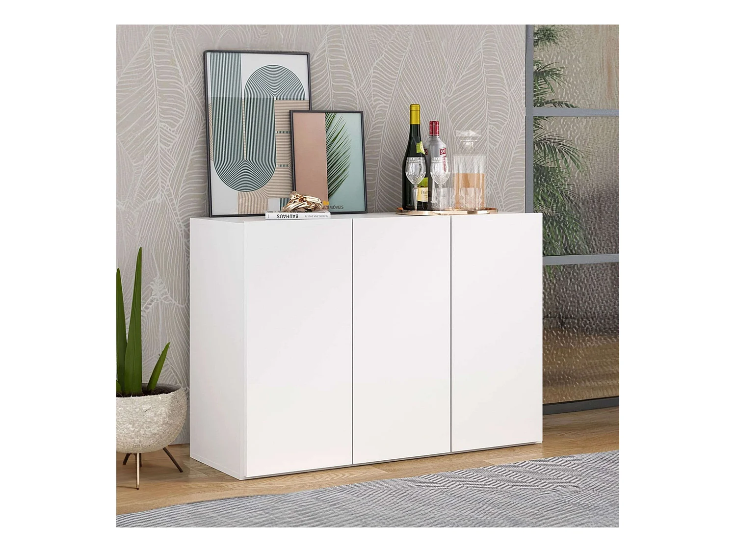 Aparador Voltik para Salón blanco melamina, medidas 90x69.5x32 cm