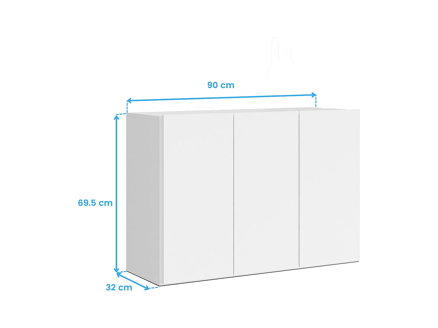 Aparador Voltik para Salón blanco melamina, medidas 90x69.5x32 cm