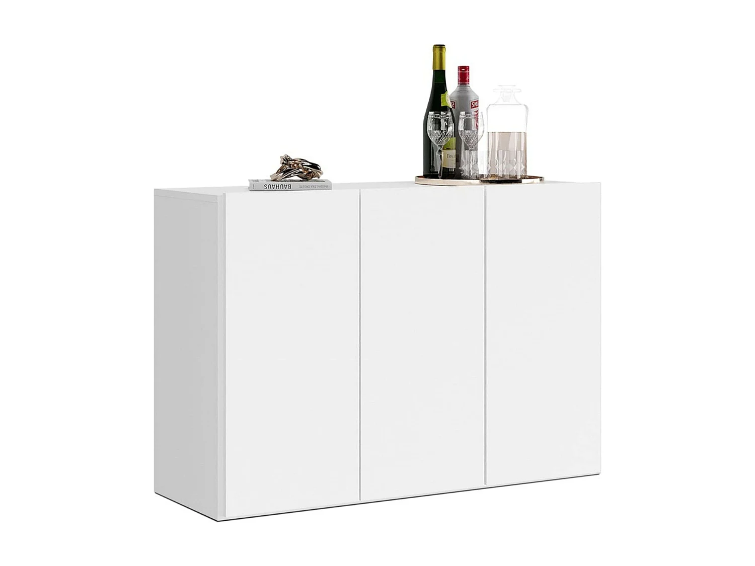 Aparador Voltik para sala de estar, melamina branca, dimensões 90x69,5x32 cm