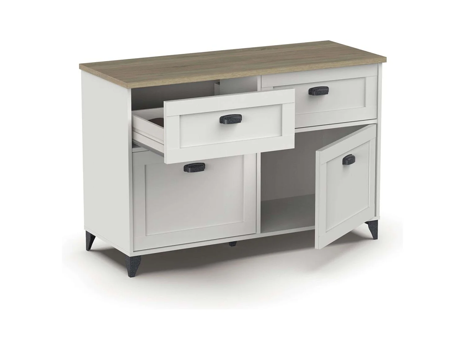 Aparador Comedor Portobello Blanco Soft y Roble Cambrian 120x80x47 cm