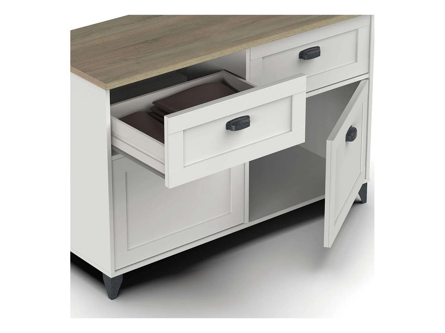 Aparador Comedor Portobello Blanco Soft y Roble Cambrian 120x80x47 cm