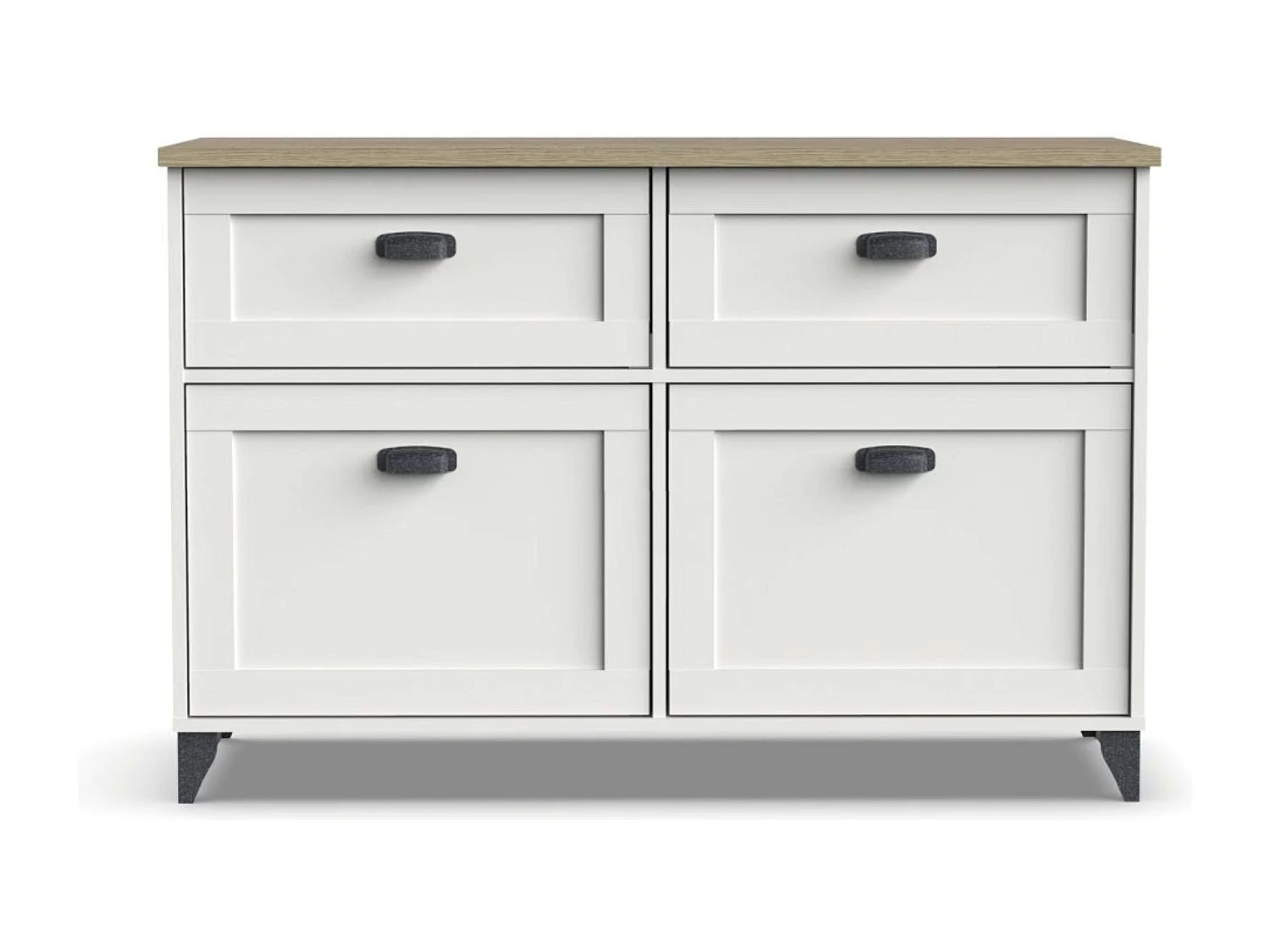 Aparador de jantar Portobello em branco suave e carvalho cambriano 120x80x47 cm