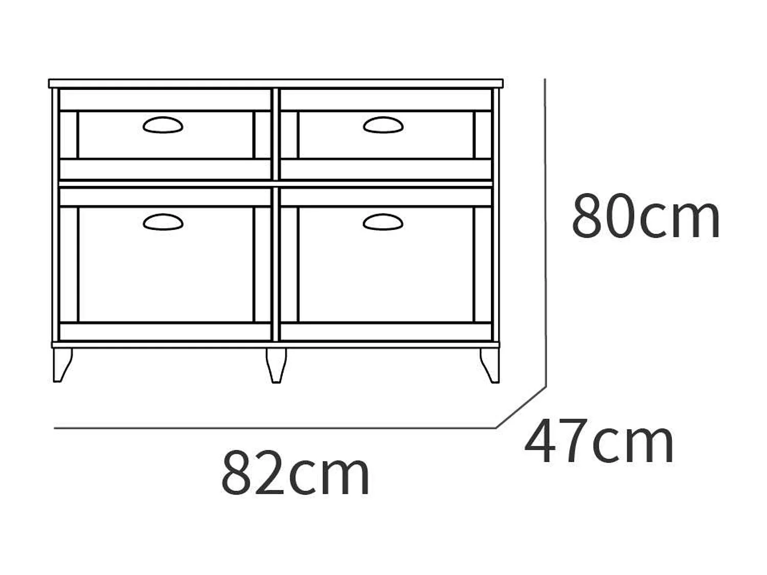 Aparador de jantar Portobello em branco suave e carvalho cambriano 120x80x47 cm