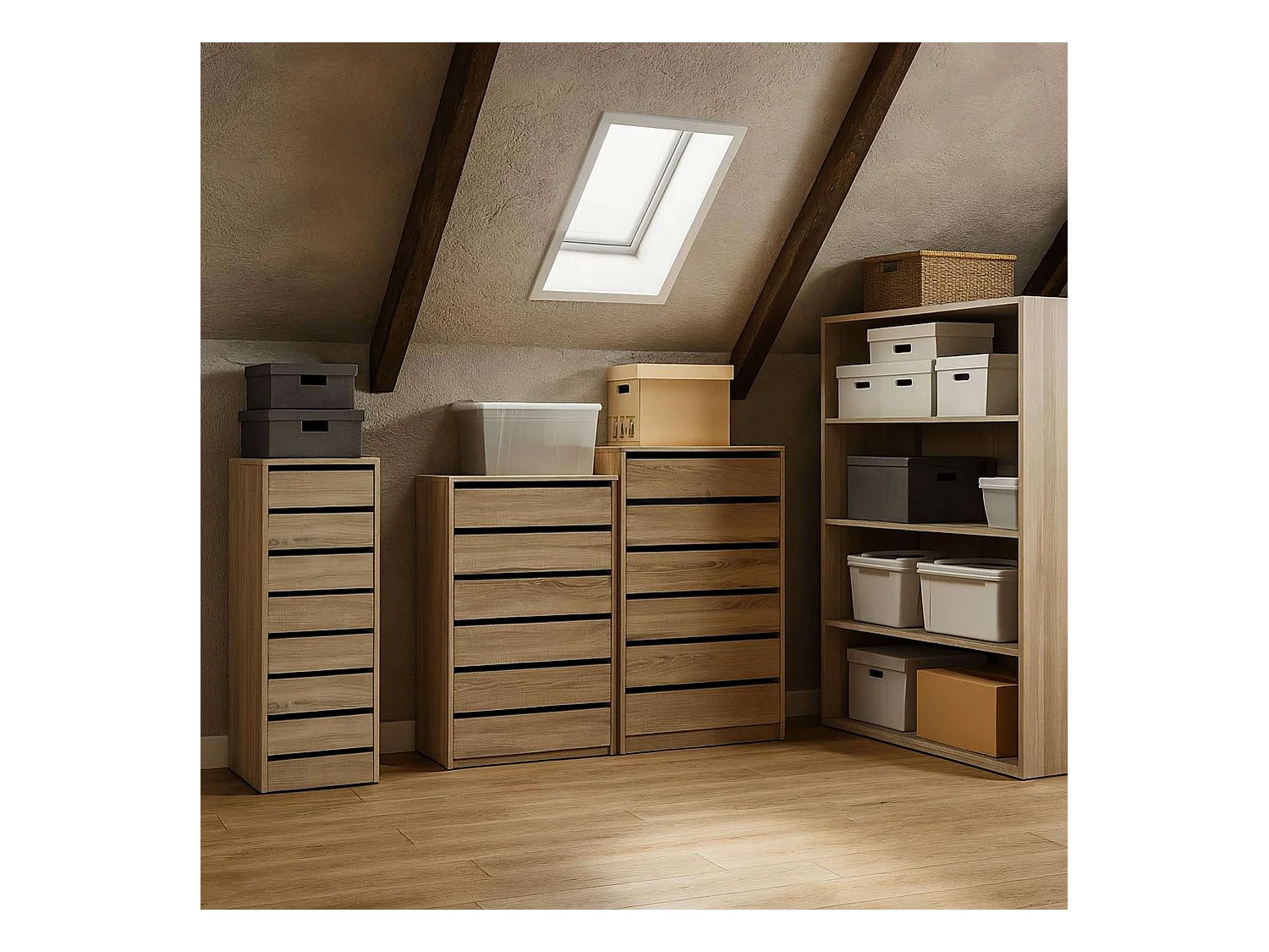 Pack 2 Cajoneras Armarios Roble Cambrian 46x64x45 cm