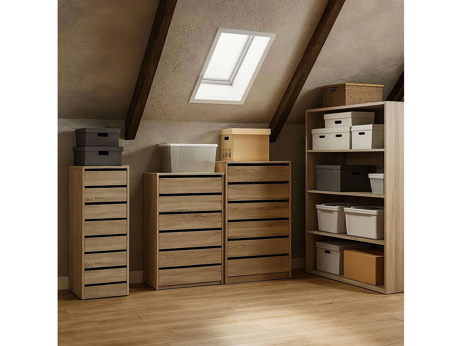 Pack 2 Cajoneras Armarios Roble Cambrian 46x64x45 cm