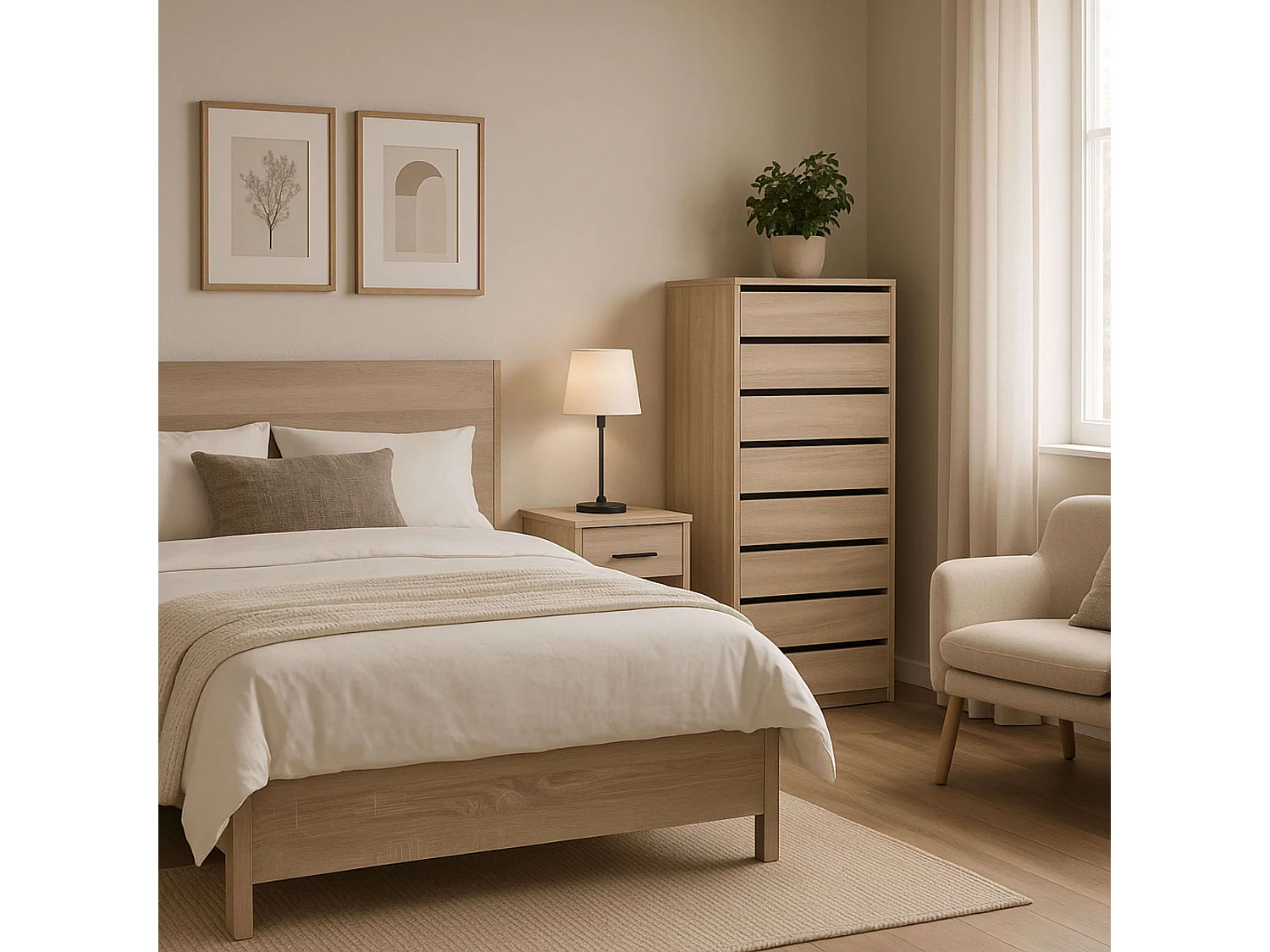 Pack 2 Cajoneras Armarios Roble Cambrian 46x64x45 cm