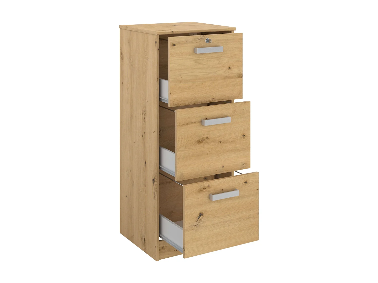 Cajonera Venture Oficina 3C Estilo Industrial Roble 44x106x40 cm