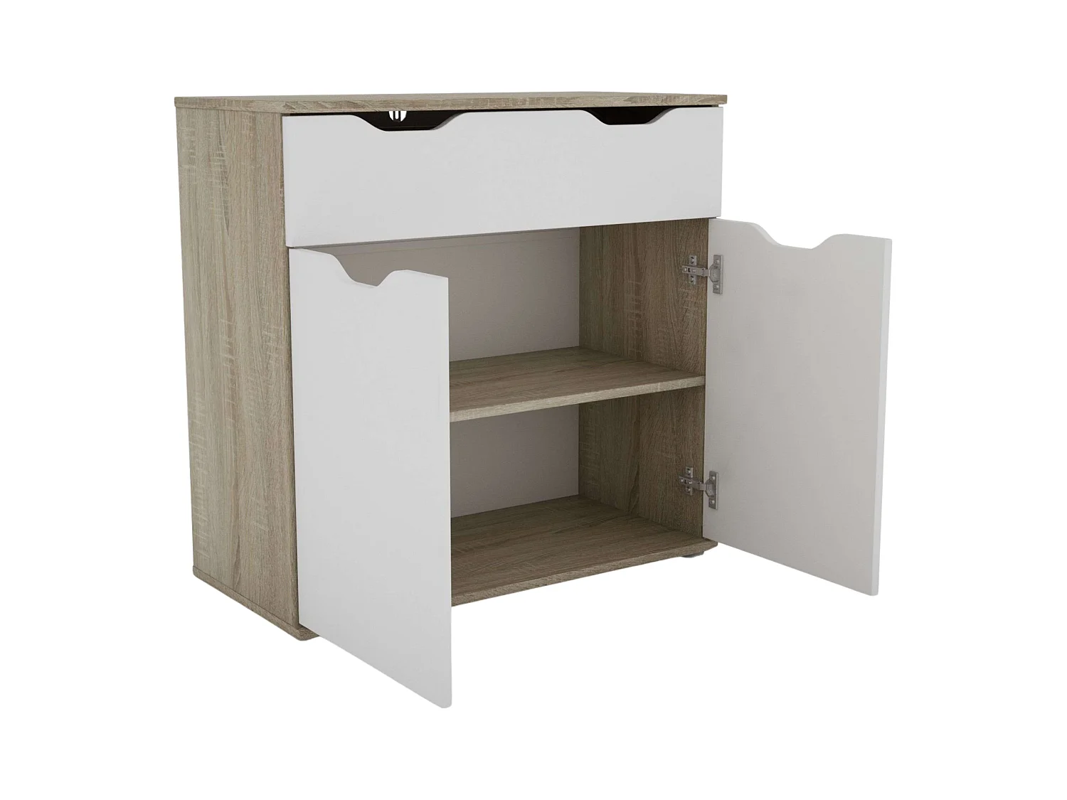 Aparador Parc Salón 2 Puertas 1 Cajón Roble Sonoma Blanco Mate 80x78.7x38 cm
