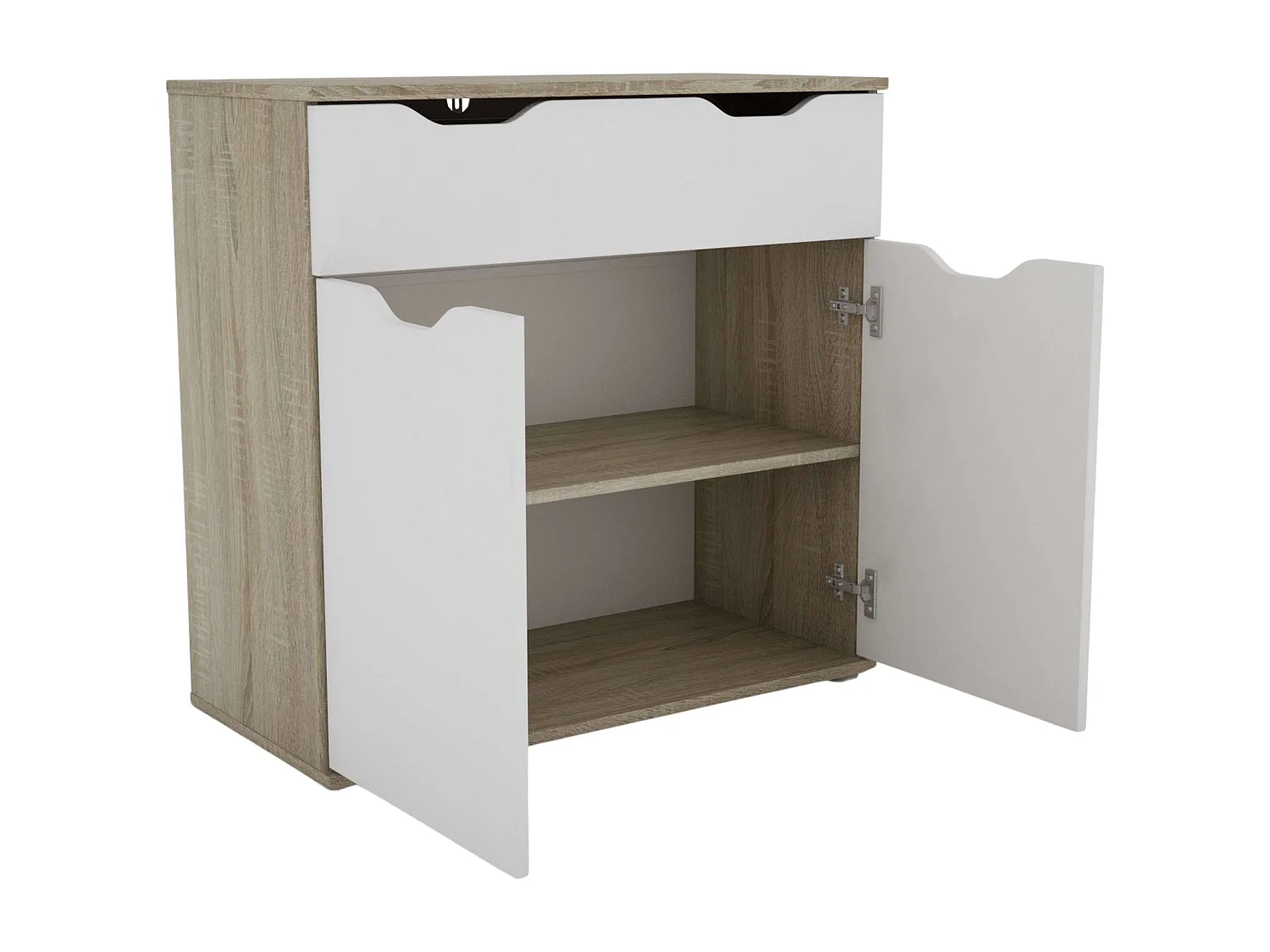 Buffet de salon Parc 2 portes 1 tiroir Chêne Sonoma Blanc mat 80 x 78,7 x 38 cm