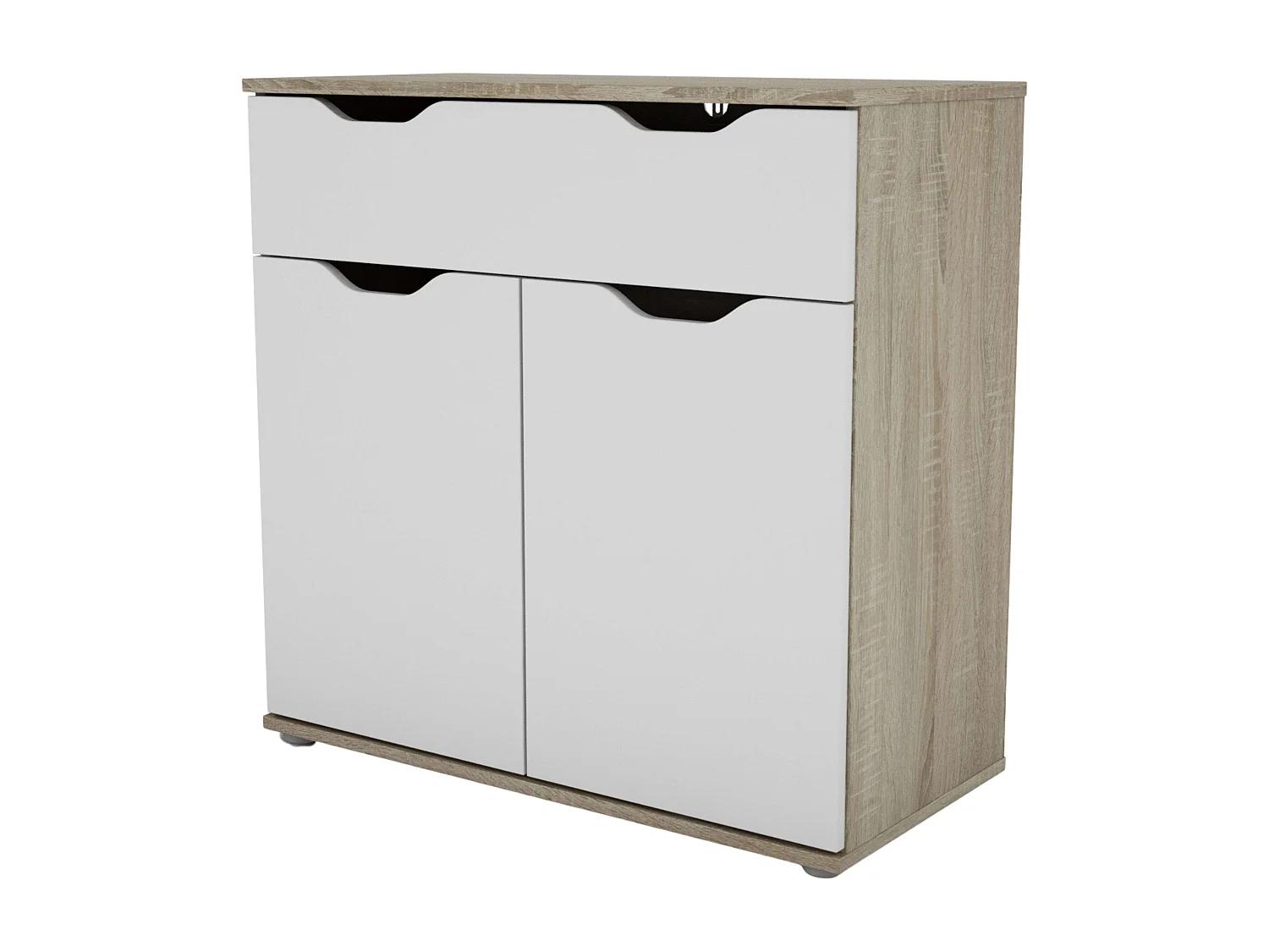 Buffet de salon Parc 2 portes 1 tiroir Chêne Sonoma Blanc mat 80 x 78,7 x 38 cm