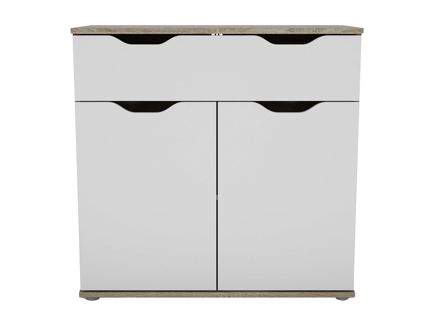 Buffet de salon Parc 2 portes 1 tiroir Chêne Sonoma Blanc mat 80 x 78,7 x 38 cm