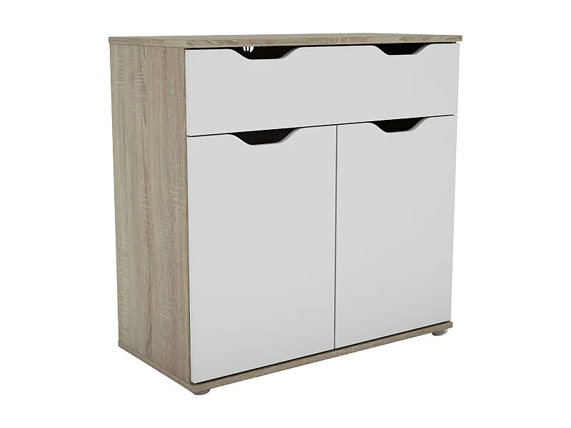 Aparador Parc Salón 2 Puertas 1 Cajón Roble Sonoma Blanco Mate 80x78.7x38 cm