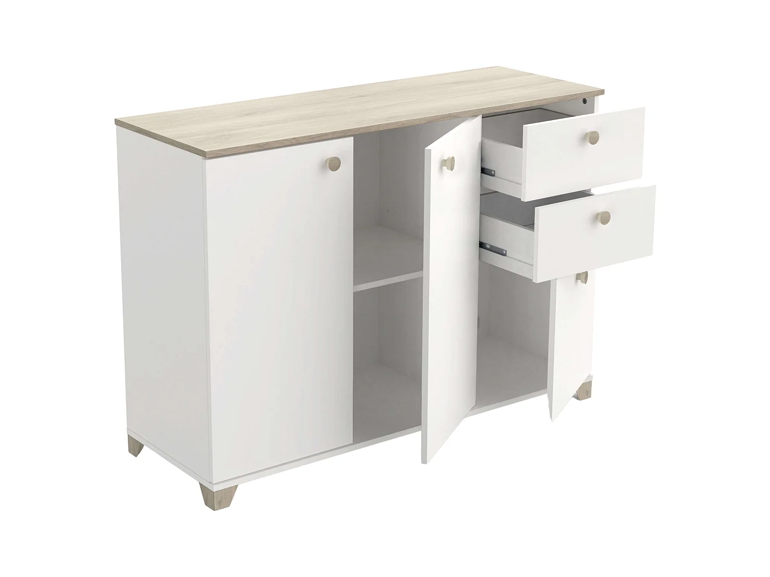 Aparador Izzy Blanco Mate Roble Kronberg 82x120x42 cm Salón Comedor