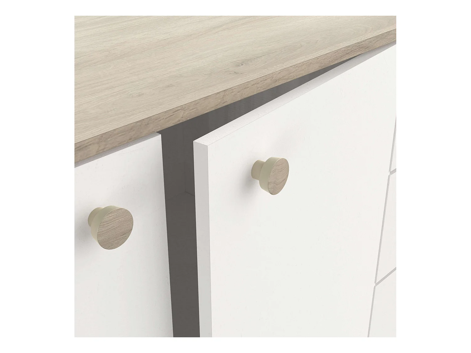 Aparador Izzy Blanco Mate Roble Kronberg 82x120x42 cm Salón Comedor