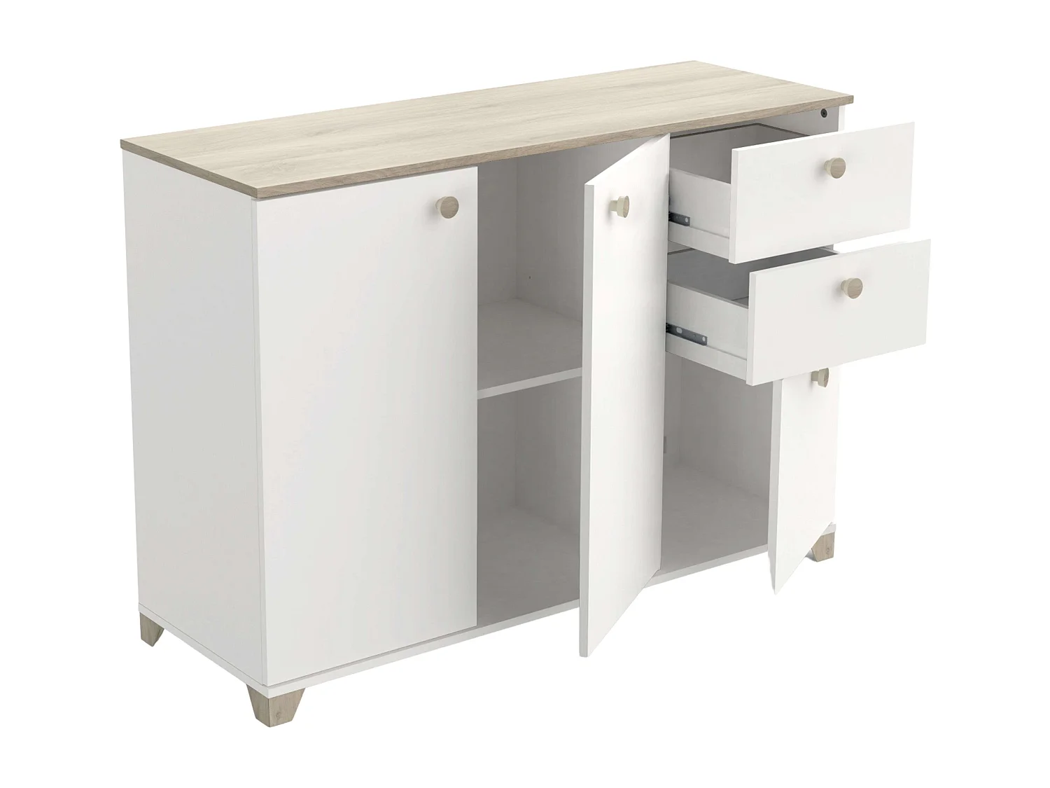 Aparador Izzy Carvalho Kronberg Branco Fosco 82x120x42 cm Sala de Estar Sala de Jantar