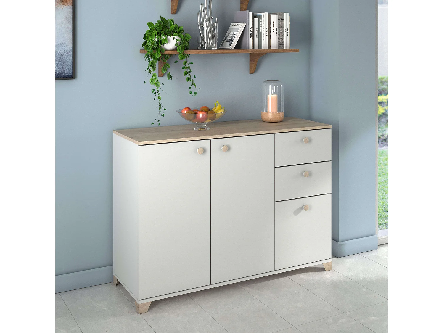 Aparador Izzy Carvalho Kronberg Branco Fosco 82x120x42 cm Sala de Estar Sala de Jantar
