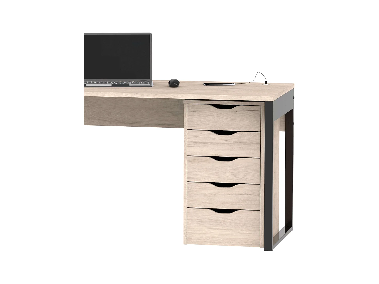 Cajonera Eko 5 Cajones Roble Aurora Oficina Mueble 71x40x43 cm