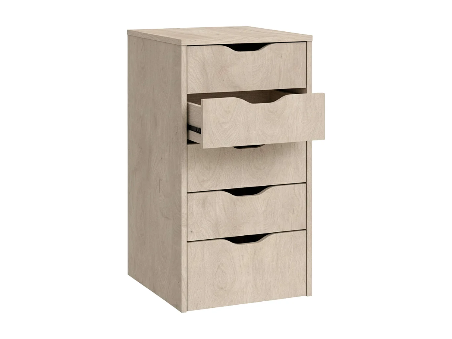 Commode 5 tiroirs Eko en chêne Aurora, meuble de bureau, 71 x 40 x 43 cm