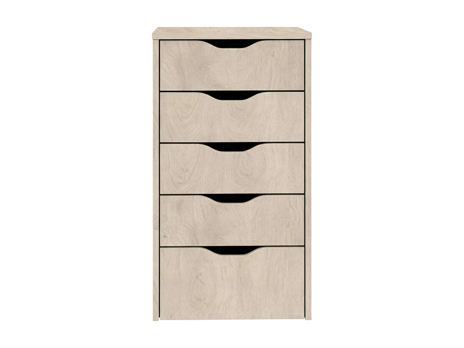 Commode 5 tiroirs Eko en chêne Aurora, meuble de bureau, 71 x 40 x 43 cm