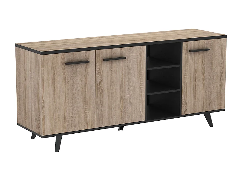 Aparador Comedor Wayne Roble y Negro 161x44x73 cm