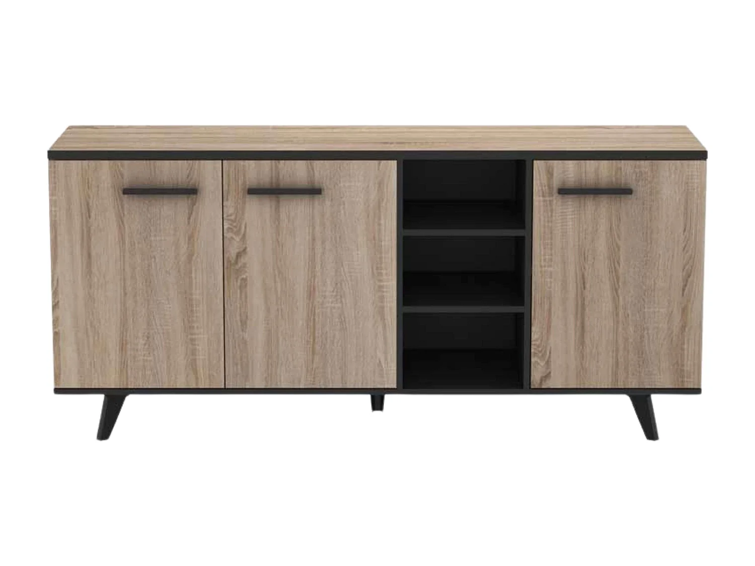 Aparador de jantar Wayne Oak e preto 161x44x73 cm