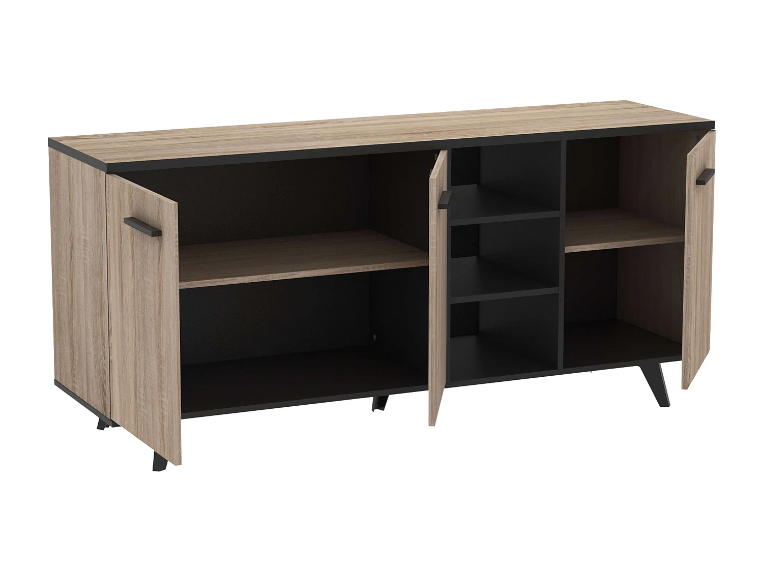 Aparador de jantar Wayne Oak e preto 161x44x73 cm