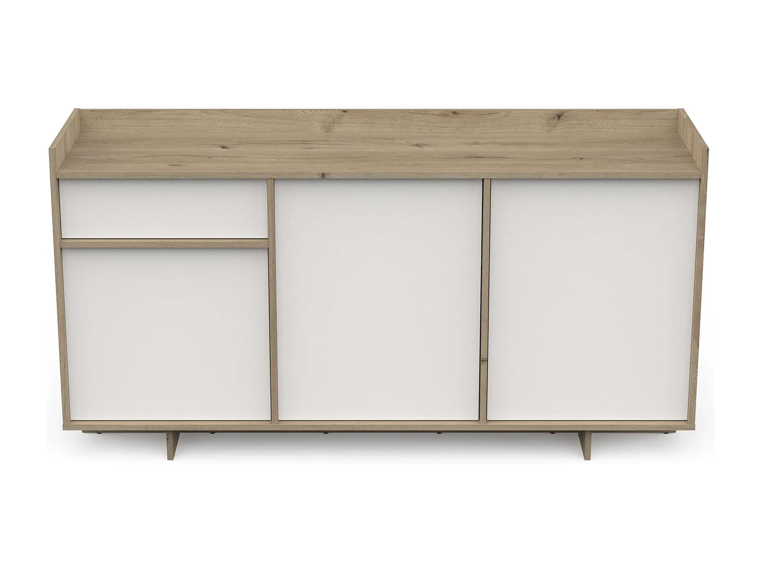 Aparador de Chumbo 1 Gaveta 3 Portas Prateleiras Carvalho Branco Melamina 157 cm