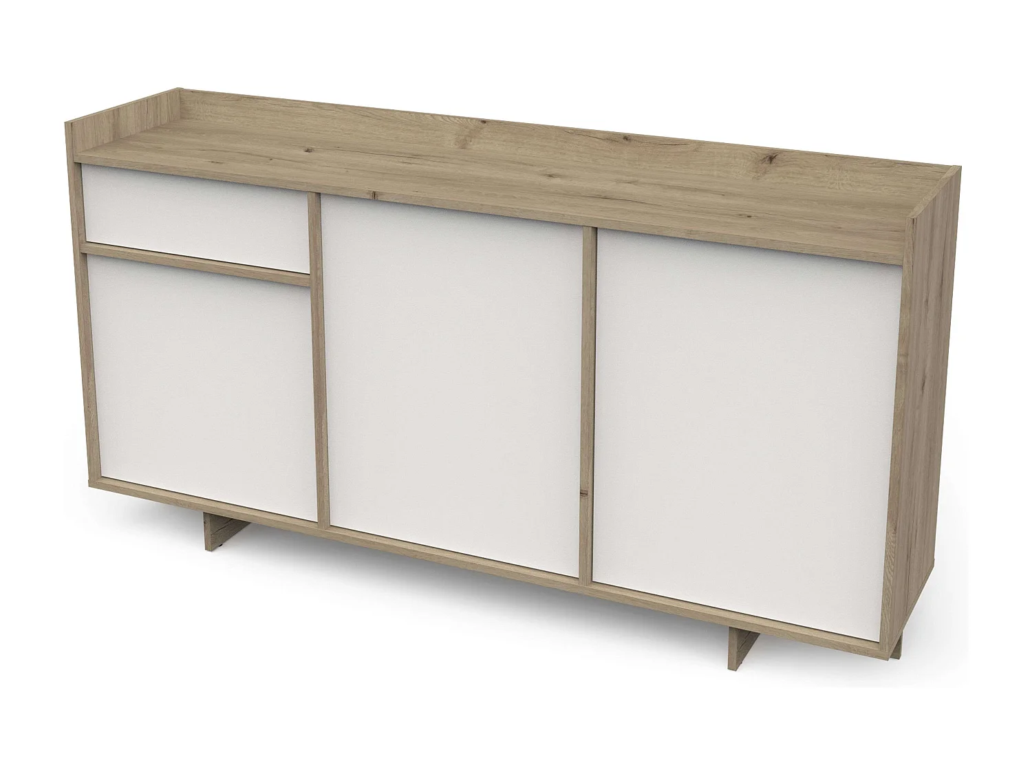 Aparador de Chumbo 1 Gaveta 3 Portas Prateleiras Carvalho Branco Melamina 157 cm