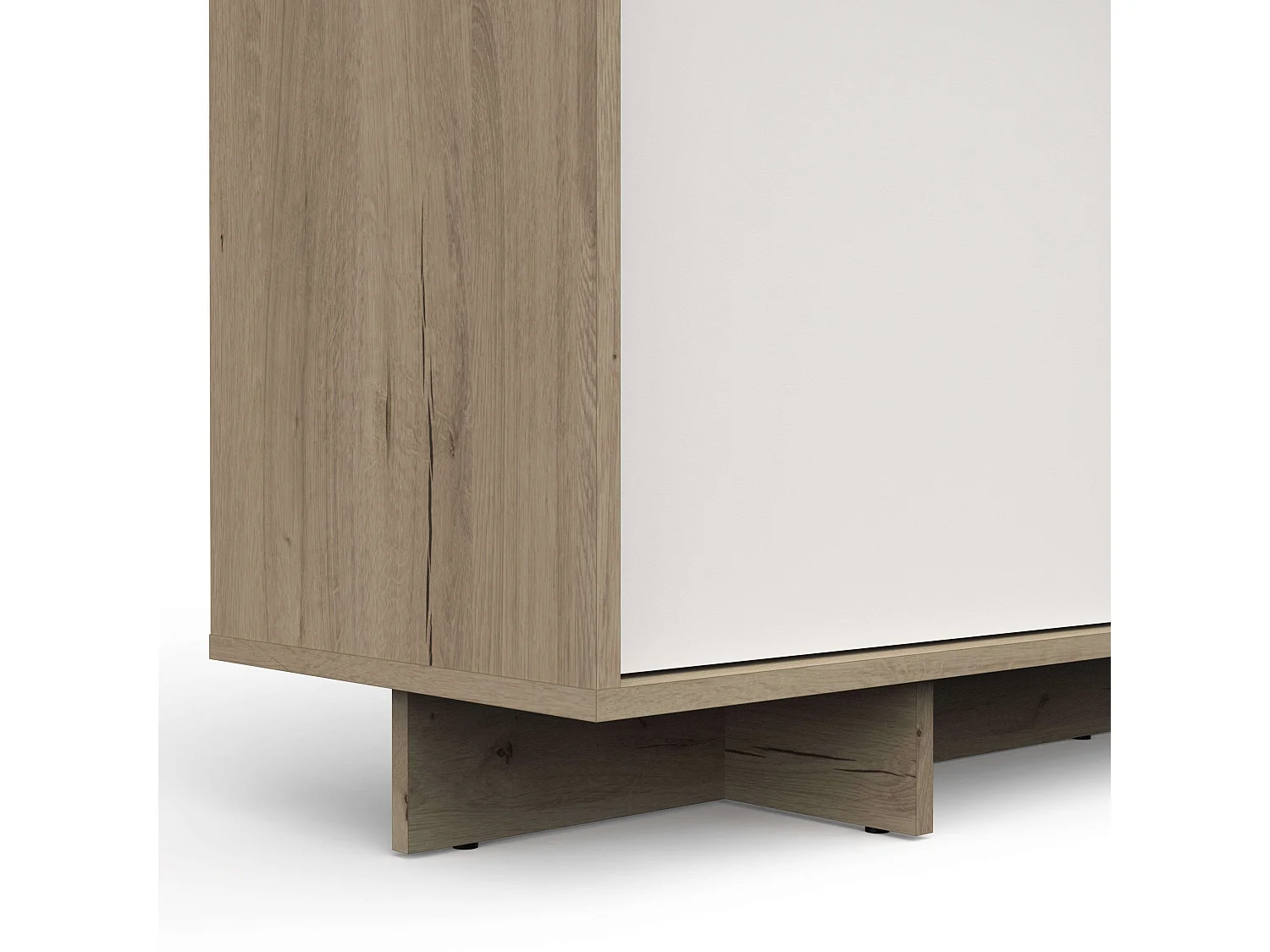 Aparador de Chumbo 1 Gaveta 3 Portas Prateleiras Carvalho Branco Melamina 157 cm