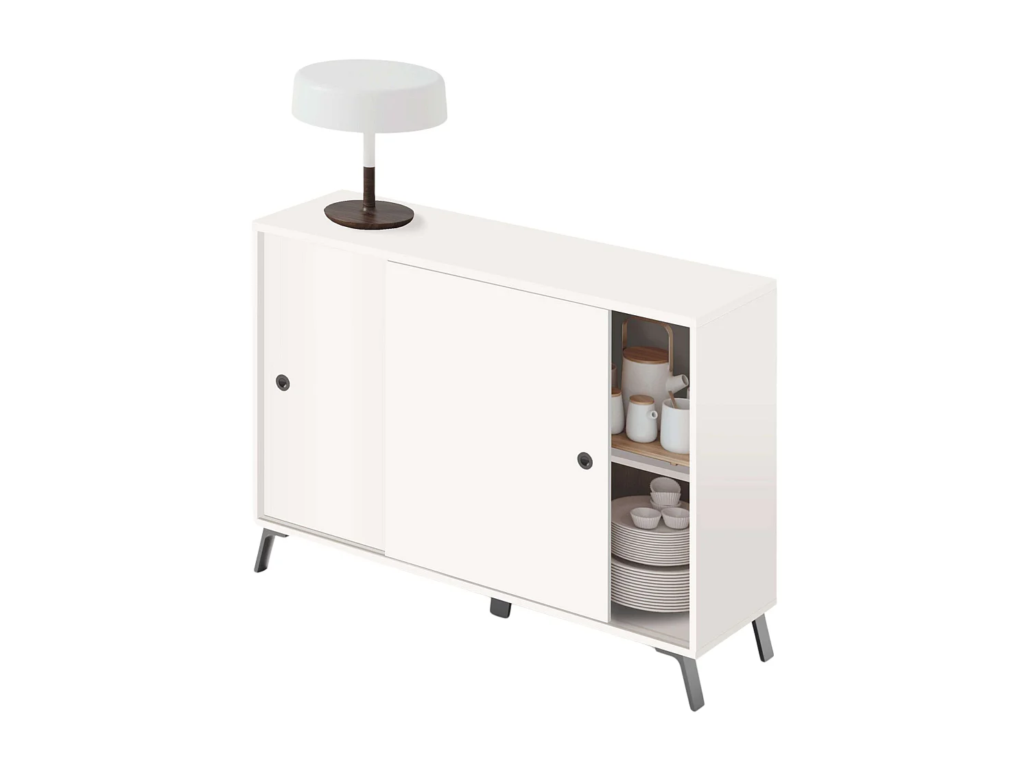 Aparador Armario 2 Puertas Salón Comedor Moderno Blanco Kamet 87x120x40 cm