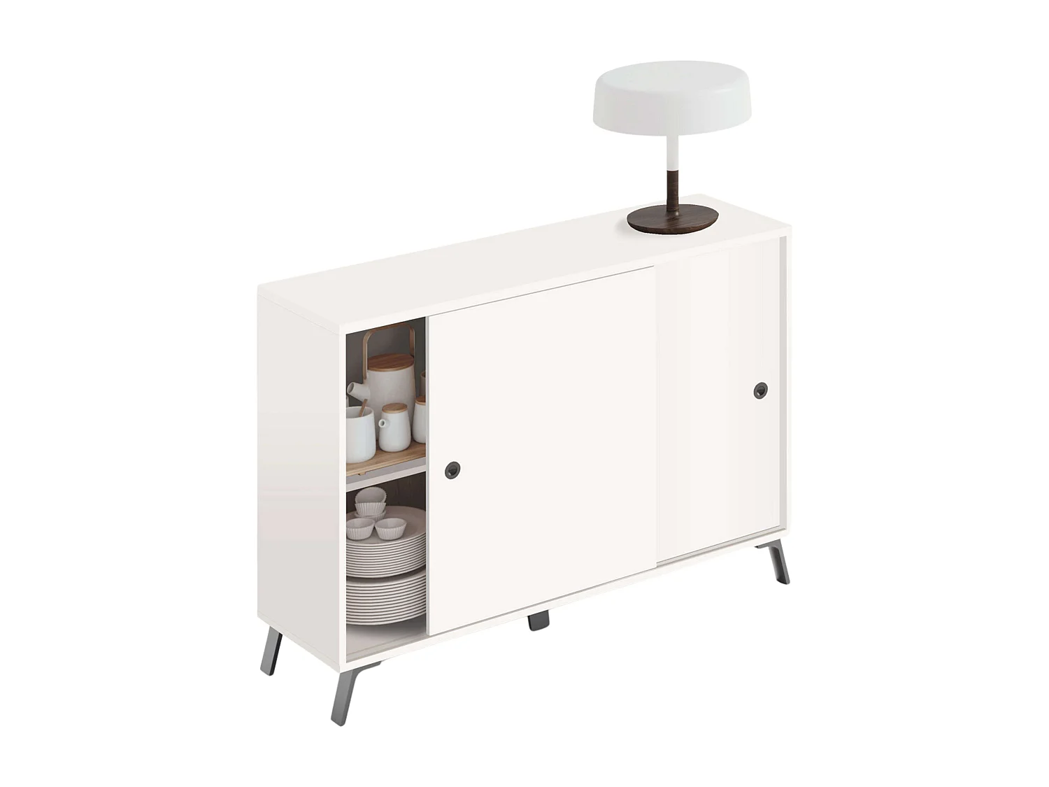 Aparador Armario 2 Puertas Salón Comedor Moderno Blanco Kamet 87x120x40 cm