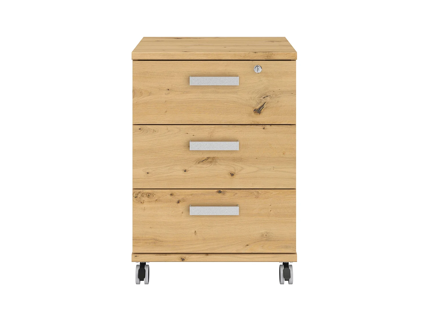 Cajonera Venture Oficina Ruedas 3C Estilo Industrial Roble 49x70x49 cm