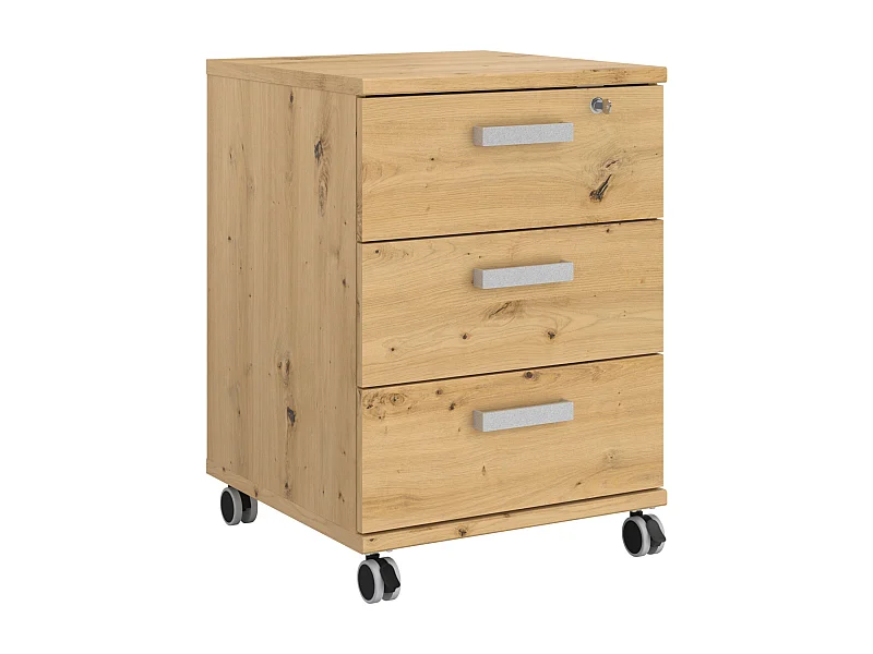 Móvel de gavetas Venture Office com 3 rodízios, estilo industrial, carvalho, 49 x 70 x 49 cm