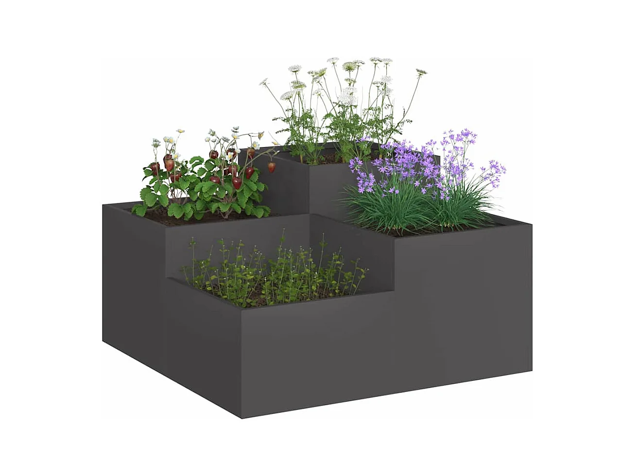 Maceta para Jardín | Jardinera | Macetero Negro 100 x 100 x 48 cm Acero