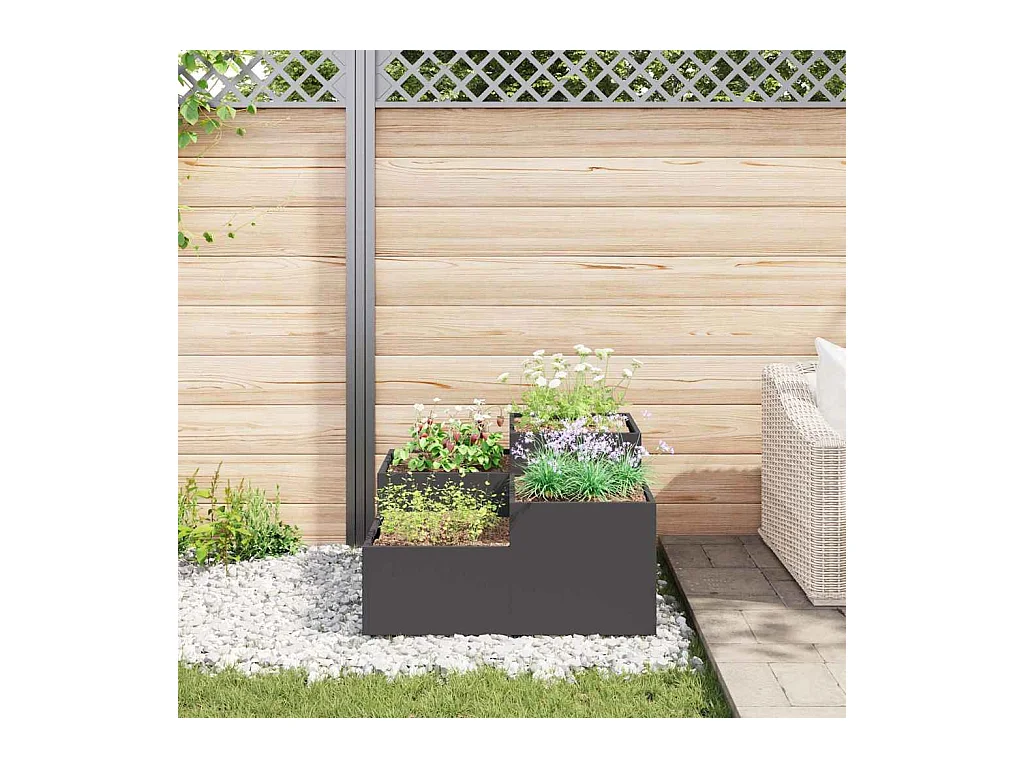 Maceta para Jardín | Jardinera | Macetero Negro 100 x 100 x 48 cm Acero