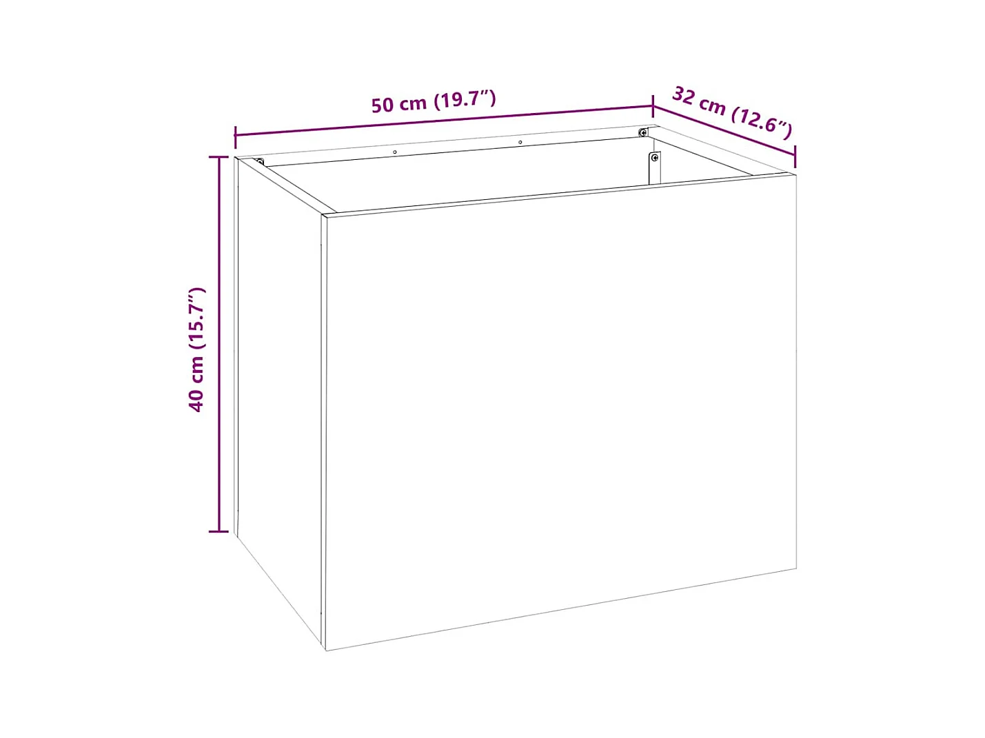Maceta para Jardín | Jardinera | Macetero Blanco 50 x 32 x 40 cm