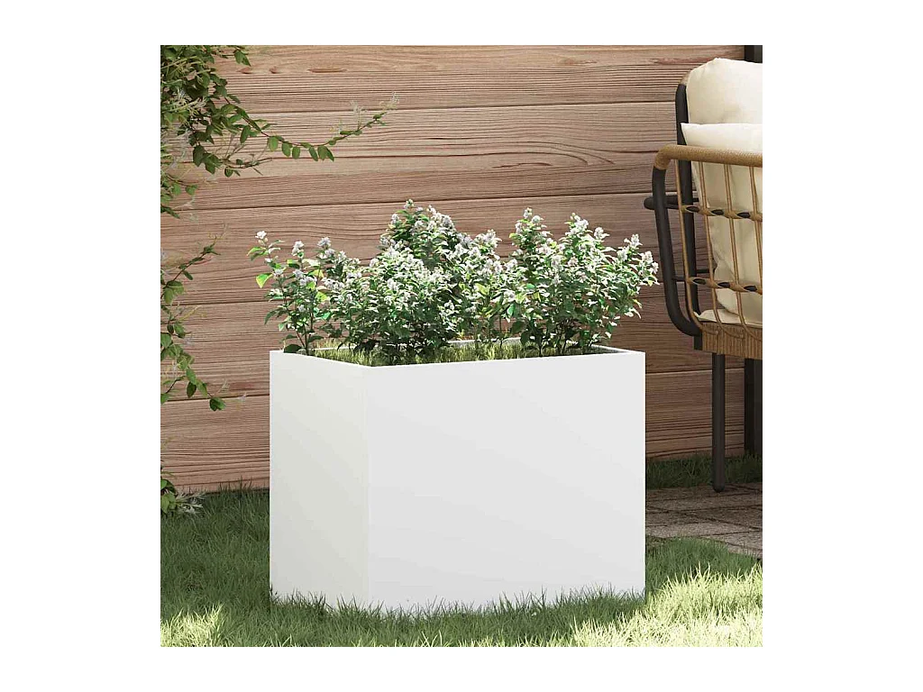 Cache-pot de jardin | Jardinière Blanc 50 x 32 x 40 cm Acier laminé à froid