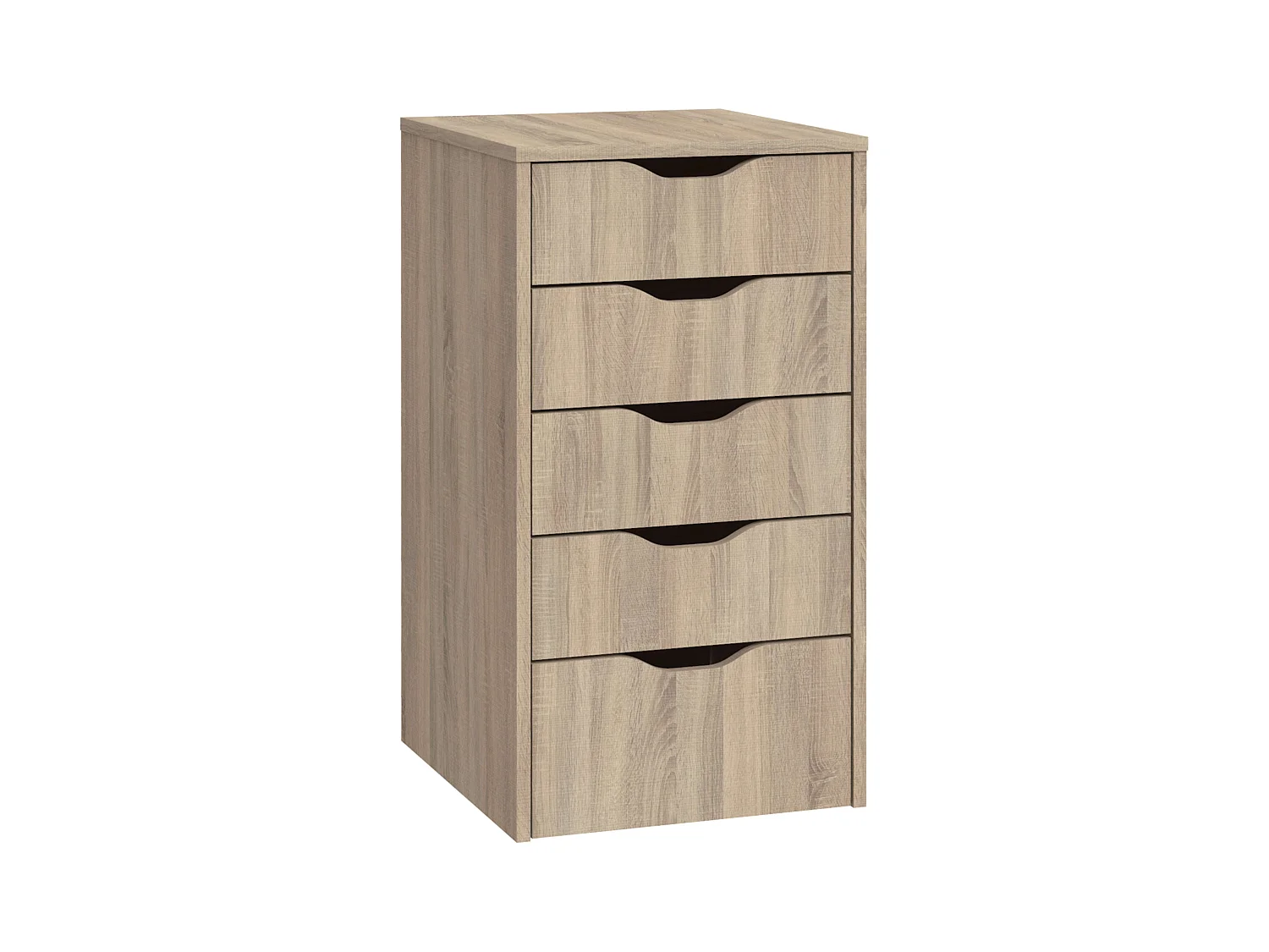 Commode de bureau 5 tiroirs Eko Chêne Cambrien 71x40x43 cm