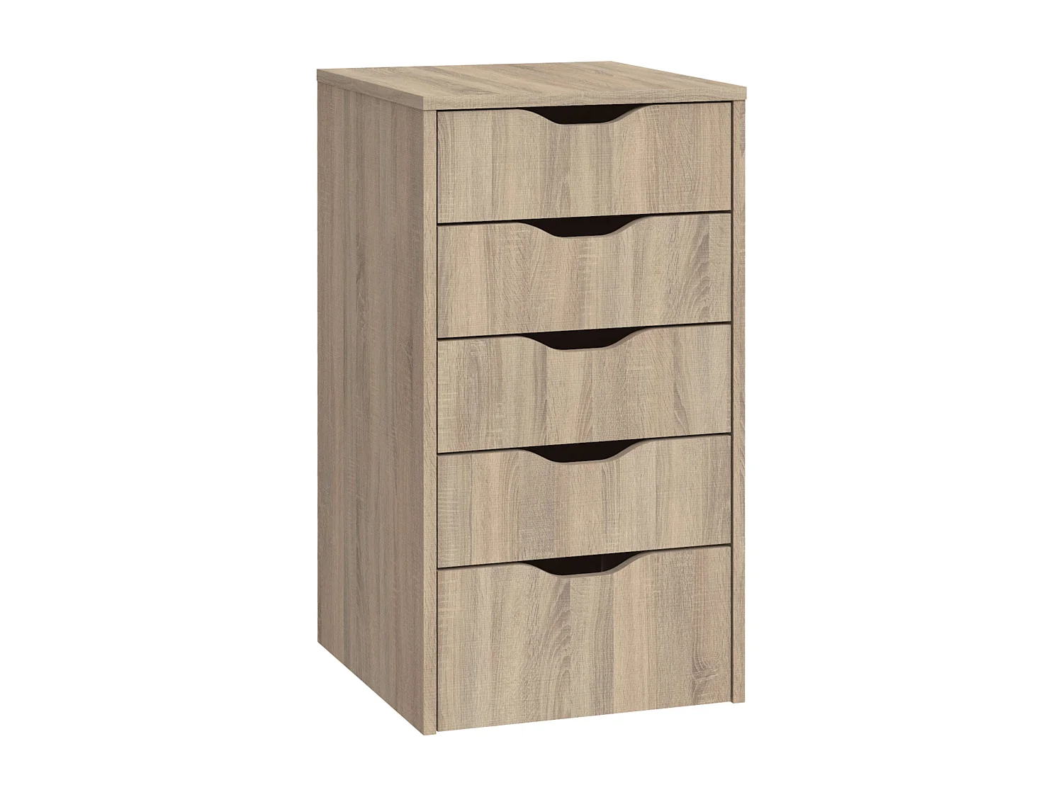 Commode de bureau 5 tiroirs Eko Chêne Cambrien 71x40x43 cm