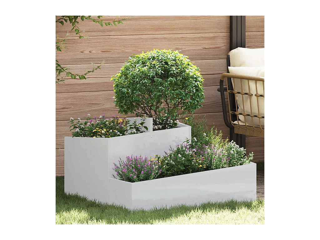 Maceta para Jardín | Jardinera | Macetero Plateado 80 x 80 x 50 cm Acero galvanizado