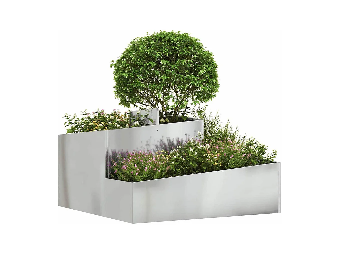 Maceta para Jardín | Jardinera | Macetero Plateado 80 x 80 x 50 cm Acero galvanizado