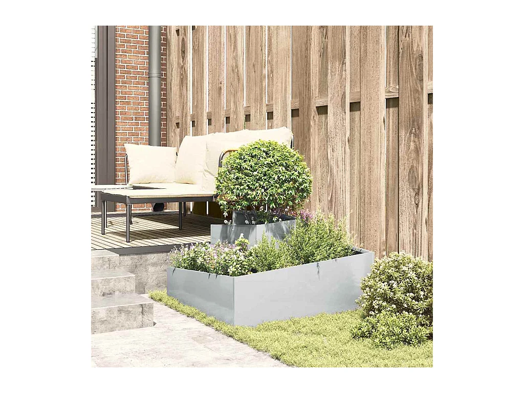 Maceta para Jardín | Jardinera | Macetero Plateado 80 x 80 x 50 cm Acero galvanizado