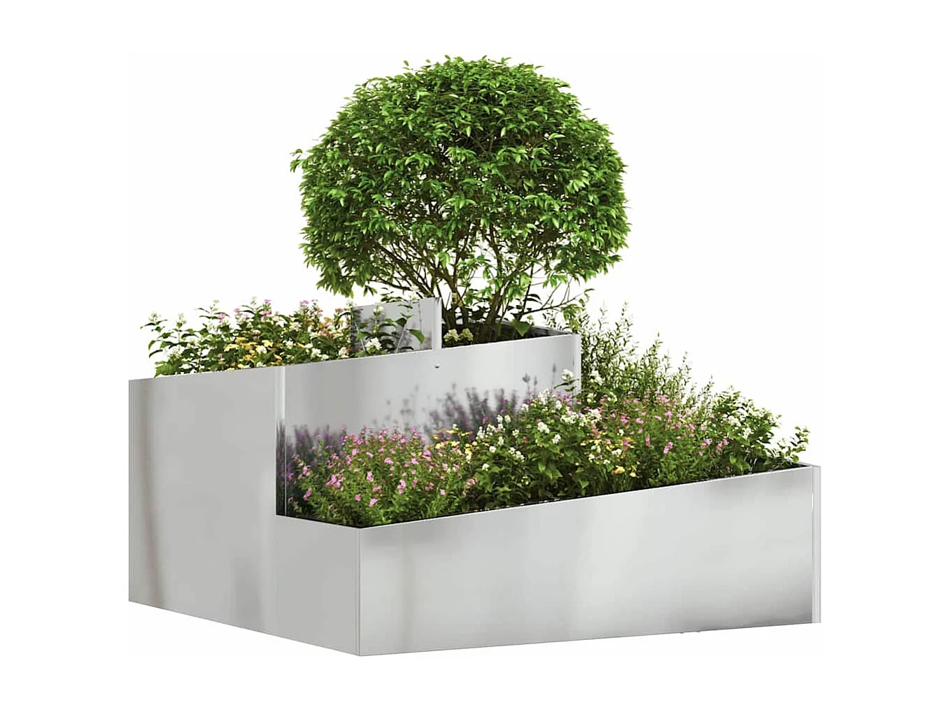 Maceta para Jardín | Jardinera | Macetero Plateado 80 x 80 x 50 cm Acero galvanizado