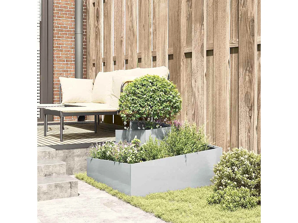 Maceta para Jardín | Jardinera | Macetero Plateado 80 x 80 x 50 cm Acero galvanizado