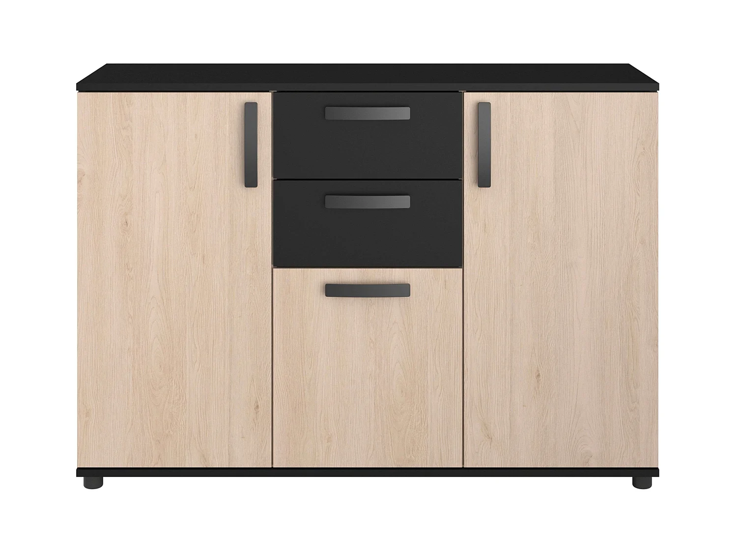 Aparador de sala de jantar moderno escuro, carvalho do Brooklyn e pontilhado preto, 119x40 cm